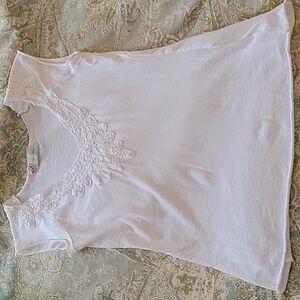 SWEETEES CROCHET EMBROIDERED COTTON TEE